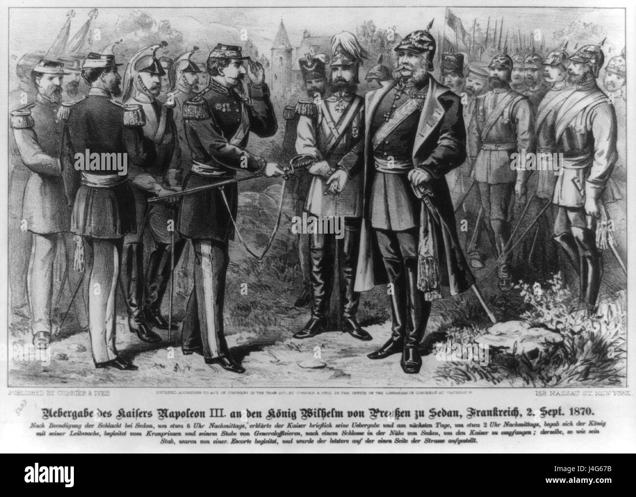 La battaglia di Sedan, combattuta nel 1870 durante la guerra franco-prussiana, portò alla resa dell'imperatore francese Napoleone III. Questo segnò una vittoria decisiva per le forze prussiane. Foto Stock