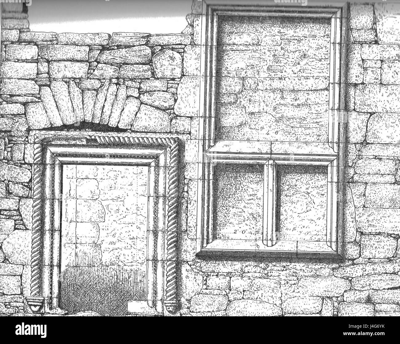 Il castello di Seagate, finestra & panneling oltre il portone d'ingresso Foto Stock