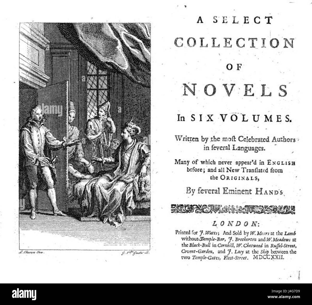 La "Select Collection of Novels" del 1722 è un'opera letteraria che compila romanzi notevoli dell'inizio del XVIII secolo, fornendo una visione della cultura letteraria e della narrazione del tempo. Foto Stock