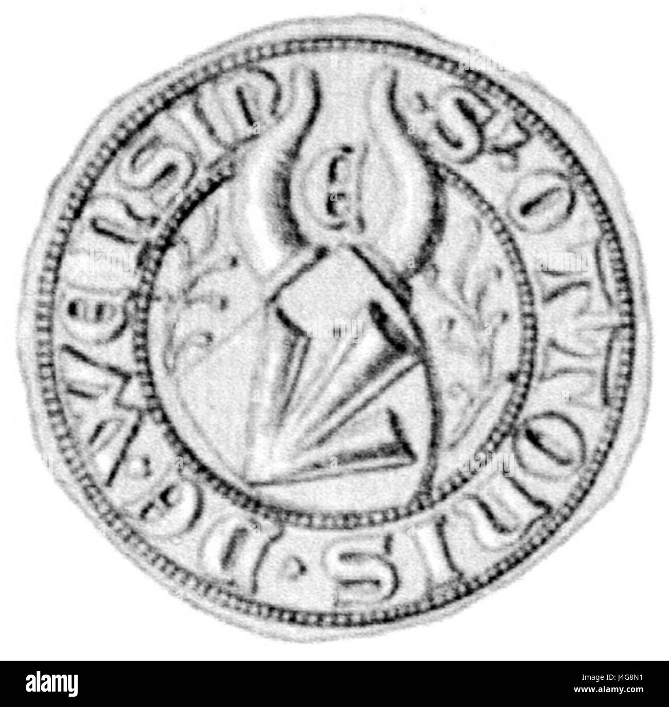 Il sigillo di otto de Wensyne, datato 1364, rappresenta un emblema medievale della nobiltà europea, tipicamente usato per i documenti ufficiali nel Medioevo. Foto Stock