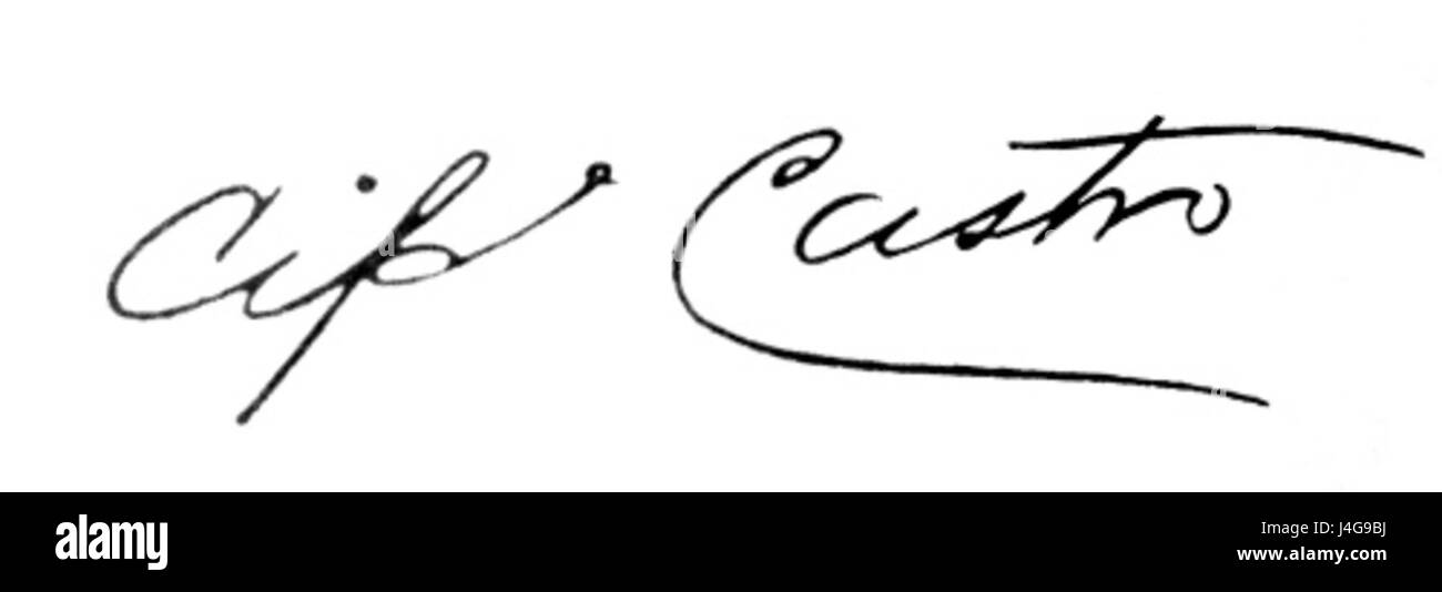 La firma di Cipriano Castro, un leader militare e politico venezuelano, riflette il suo ruolo di presidente del Venezuela all'inizio del XX secolo. La sua leadership è segnata dal suo coinvolgimento nelle crisi venezuelane dell'epoca. Foto Stock