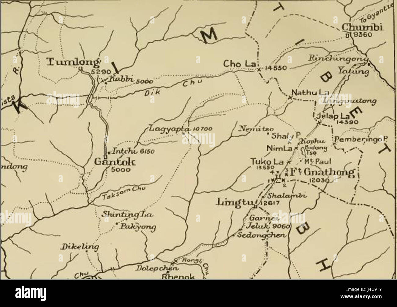 Il Sikkim mappa spedizione Foto Stock