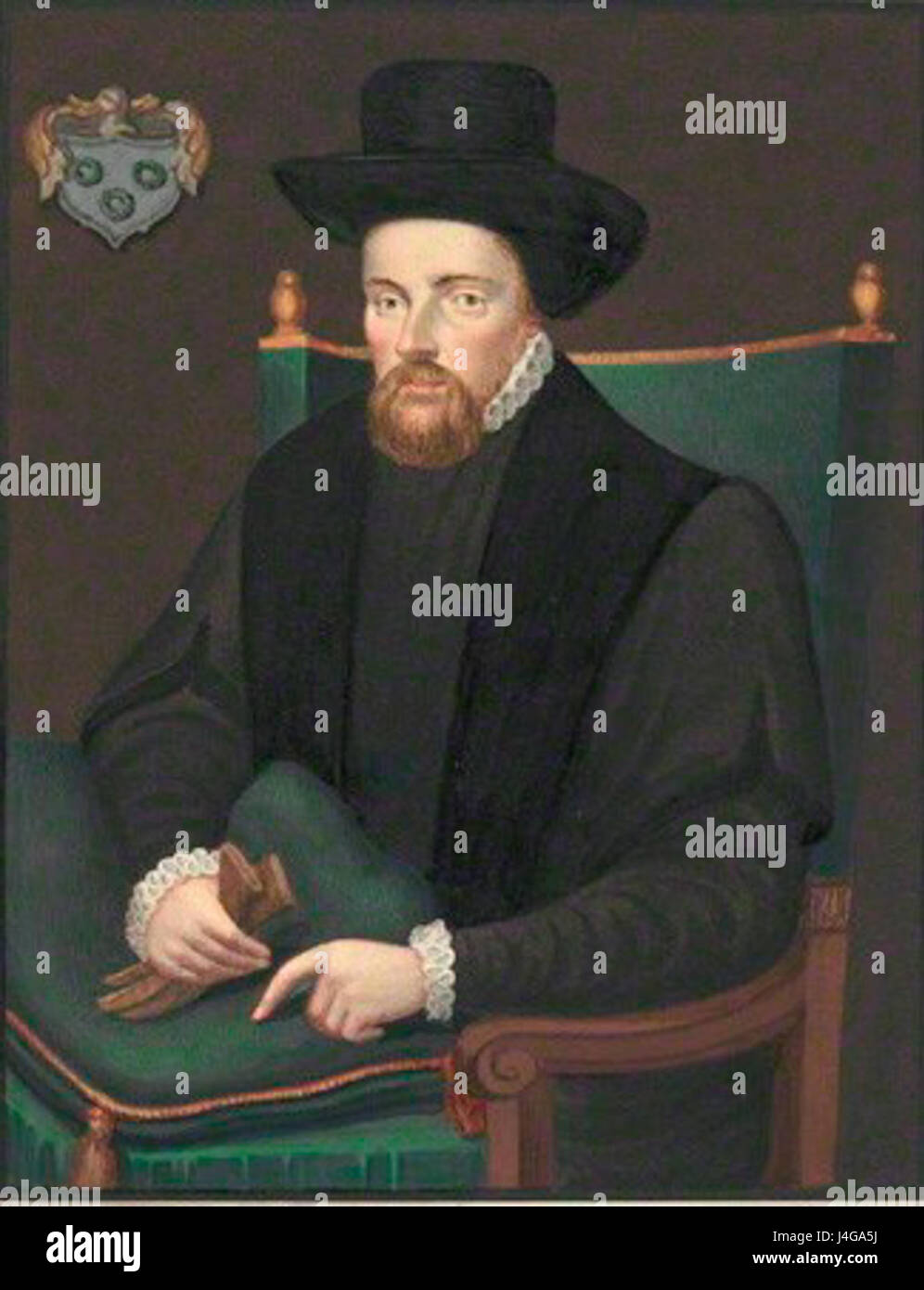 Un ritratto di Sir Thomas Richardson, una figura notevole, con un'enfasi su una sezione ritagliata dell'immagine, che mostra dettagli del viso o abbigliamento. Foto Stock