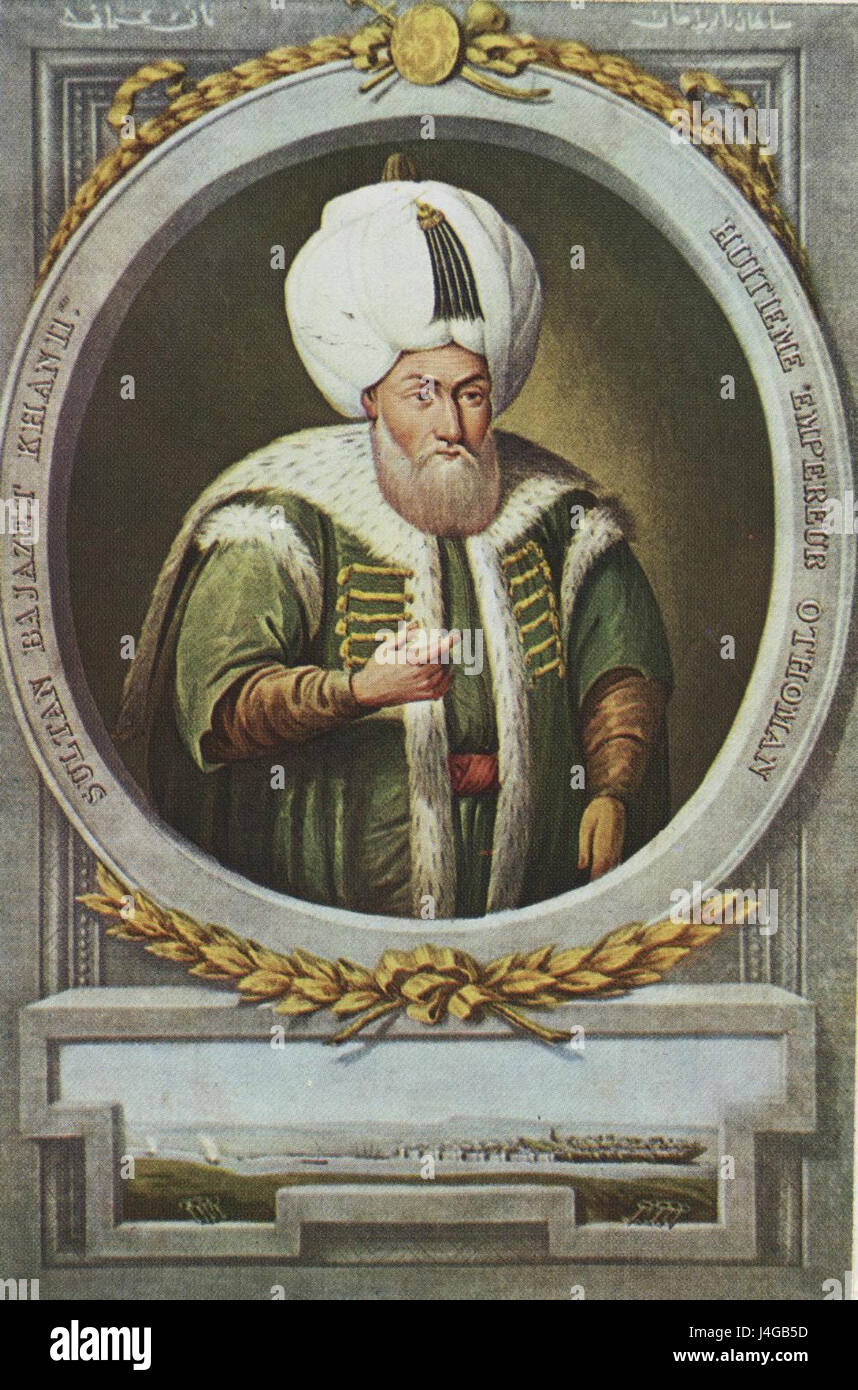 Il sultano II Bayezit, noto anche come Bayezid II, governò l'Impero ottomano dal 1481 al 1512. Il suo regno fu segnato dalla stabilità interna, dalla crescita economica e dall'espansione dell'influenza dell'impero in Europa e Medio Oriente. Foto Stock