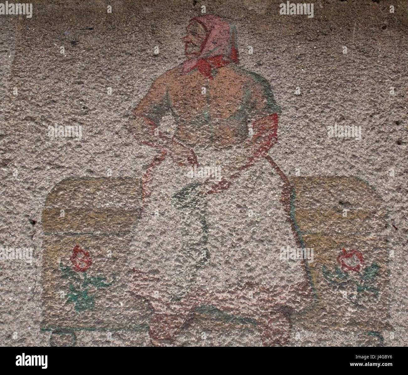 L'affresco di Charlottenbrunn, realizzato da Sternagel, raffigura una scena di rilevanza storica o culturale, possibilmente legata alla storia locale o al movimento artistico del periodo. Foto Stock