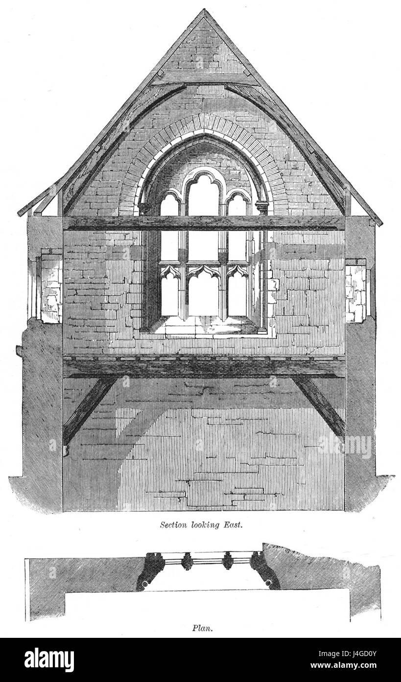 St James' Priory Bristol guardando ad est della sezione di parete Foto Stock