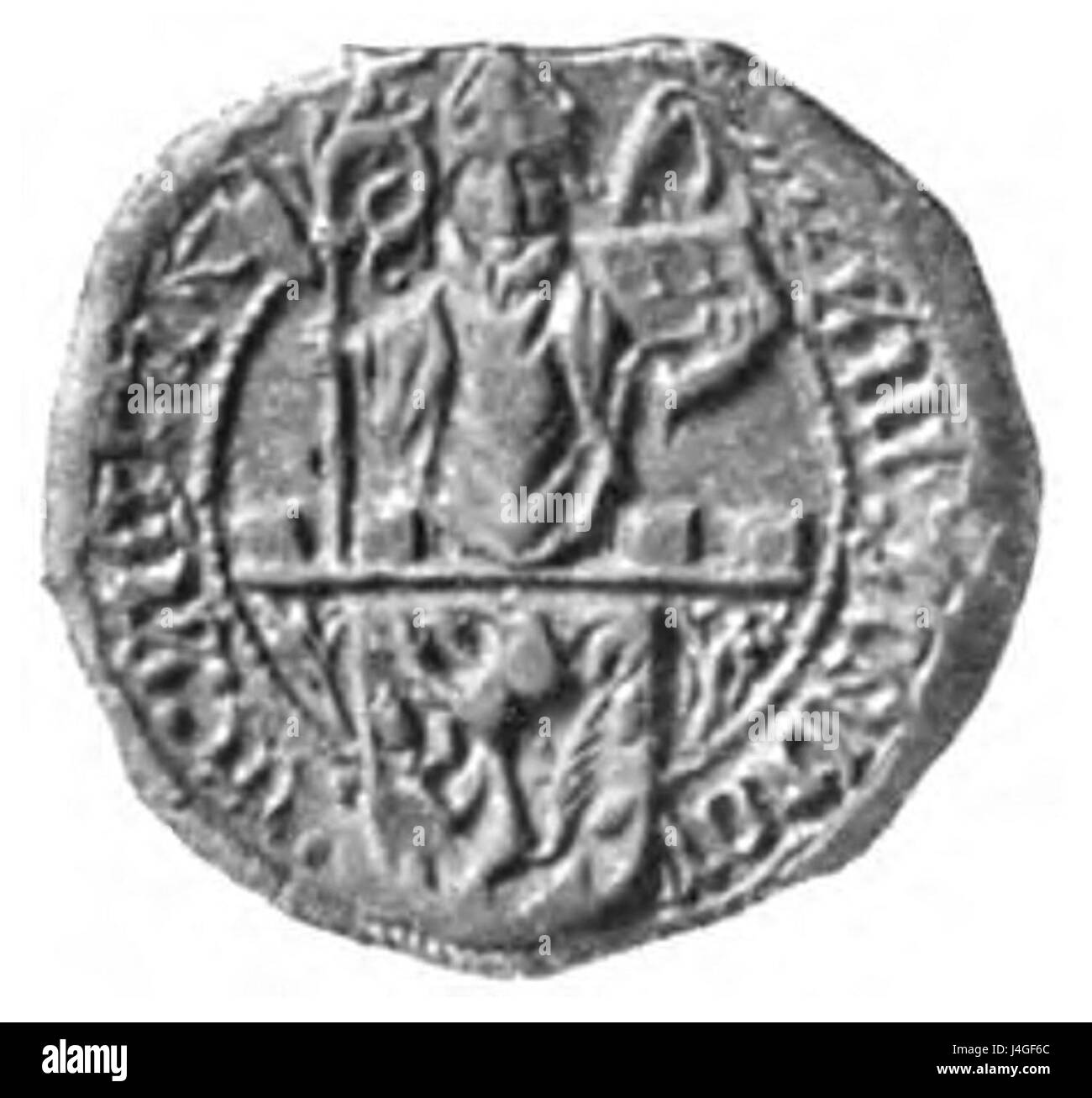 Il Siegen Stadtsiegel (sigillo della città) del 1469, raffigurato in un'opera del 1903 di Ludorffâ, illustra un emblema storico utilizzato nell'amministrazione del cityâ durante il tardo medioevo. È un simbolo significativo dell'identità civica di Siegenâ. Foto Stock