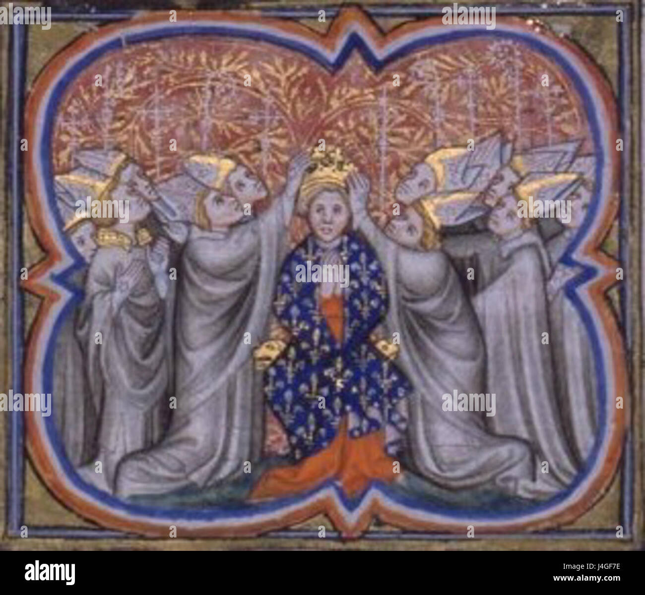 Il Sacre de Philippe Auguste si riferisce alla cerimonia di incoronazione del re Filippo II di Francia, che ebbe luogo alla fine del XII secolo. Filippo II, noto anche come Filippo Augusto, fu una figura fondamentale nella storia francese, nota per i suoi successi militari e per il ruolo significativo nell'espansione della monarchia francese. Foto Stock