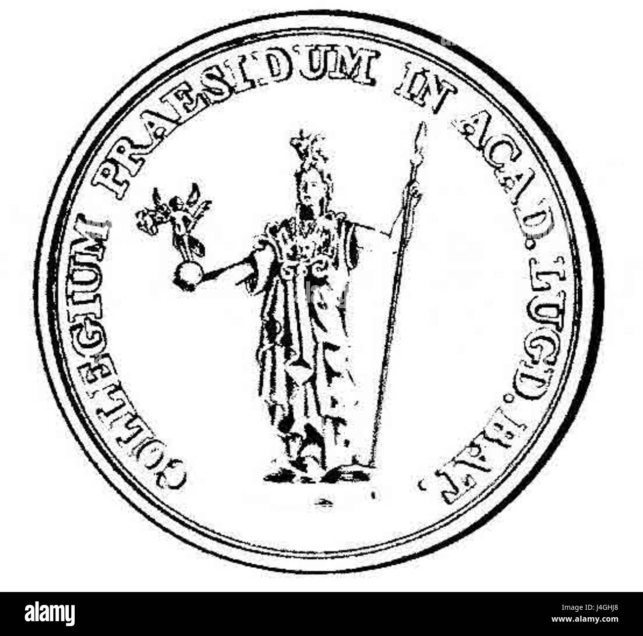 Immagine del grande sigillo del Collegio III, che si riferisce probabilmente a un emblema significativo usato da un istituto scolastico. Foto Stock