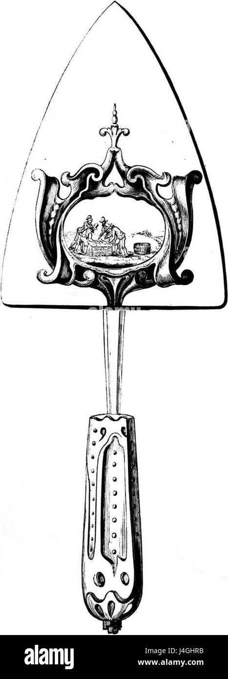 Argento cazzuola per commemorare la posa della pietra di fondazione della città di Amsterdam hall 28 ottobre 1648 (retromarcia) Foto Stock