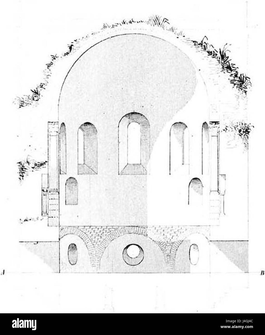 La Sint Maartenskapel è una cappella situata a Valkhof, Nimega, nei Paesi Bassi. Questa voce si riferisce probabilmente a una sezione specifica o a una caratteristica architettonica della cappella, che ha un significato storico e religioso per la regione. Foto Stock