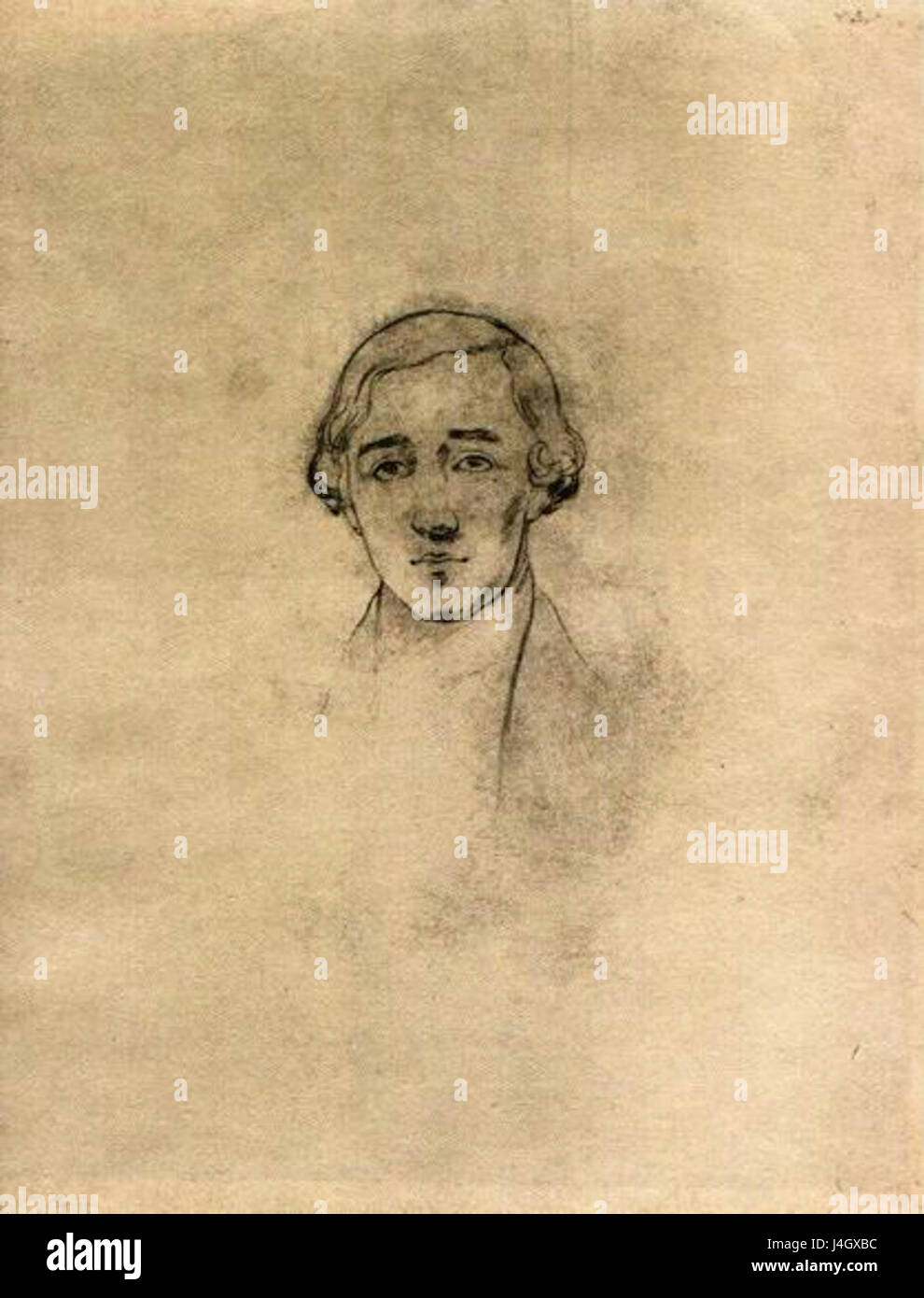 Questo è un ritratto di Taras Shevchenko, un importante poeta, artista e figura politica Ucraina. Le opere di Shevchenko hanno svolto un ruolo fondamentale nella rinascita nazionale Ucraina. Il ritratto riflette la sua eredità come icona della cultura e dell'indipendenza Ucraina. Foto Stock