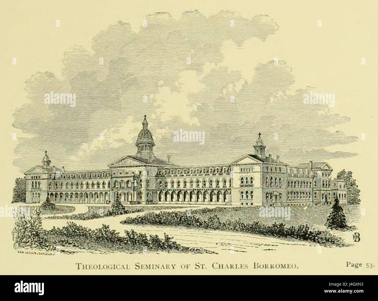 Un riferimento a una pagina (39) di un'opera associata a San Carlo Borromeo, forse un manoscritto o un testo storico, che coinvolge Hotchkin. Foto Stock