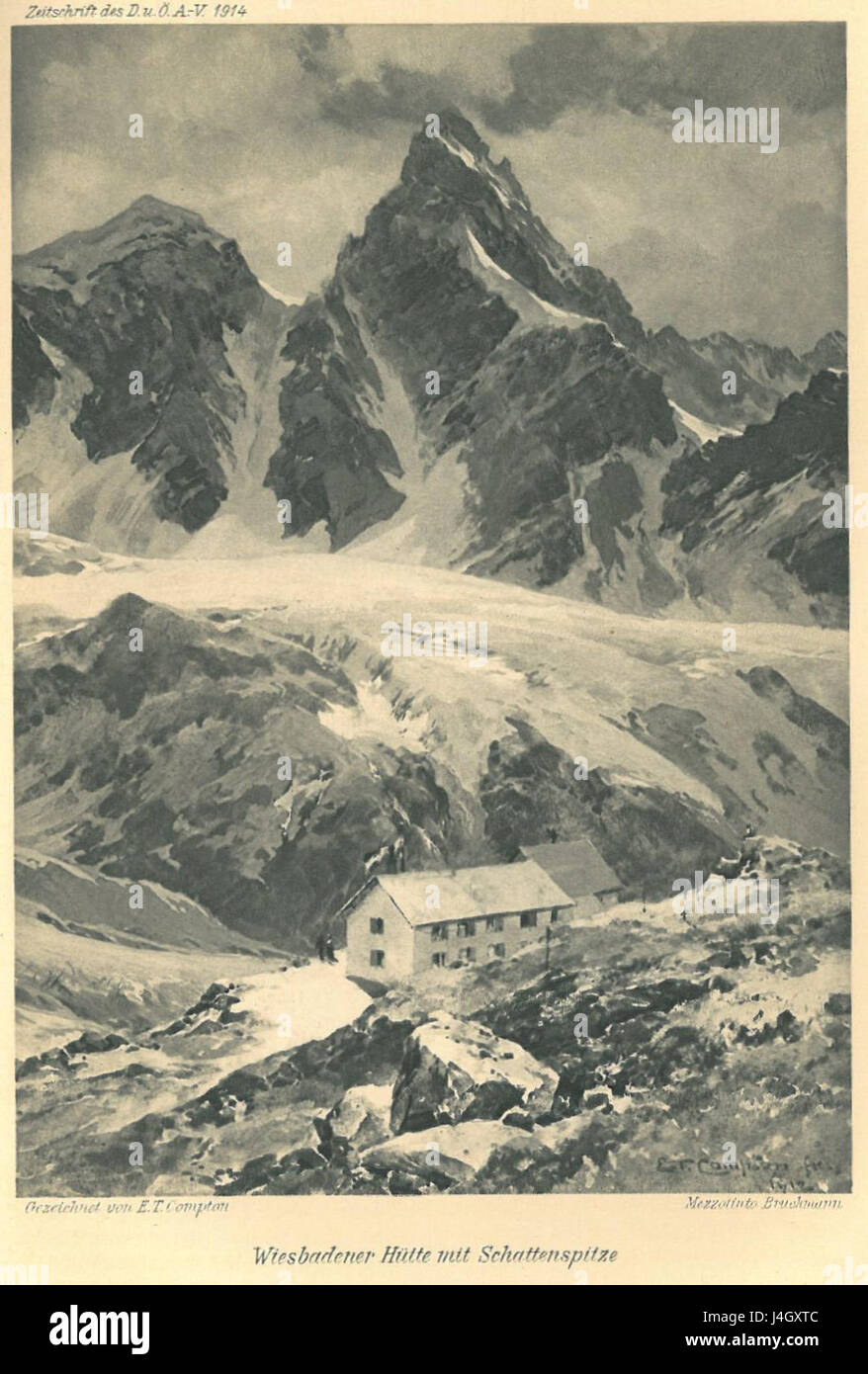 Schattenspitze, situata a Compton, si riferisce a una caratteristica geografica o a un punto di riferimento caratterizzato dalle sue caratteristiche cime ombreggiate. È conosciuta per la sua topografia unica nella regione. Foto Stock