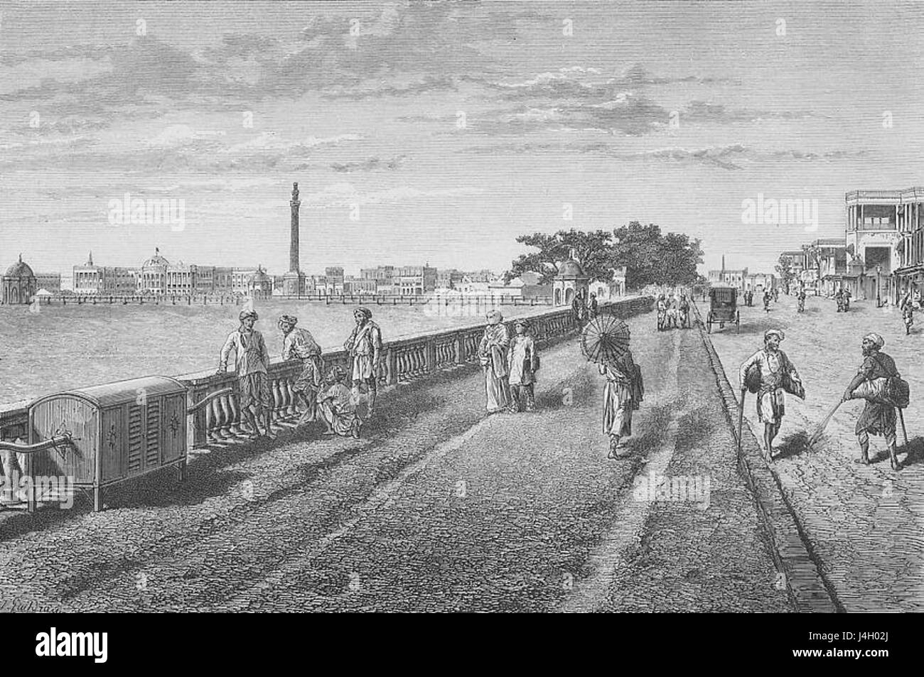 Passeggini lungo l'Esplanade, una incisione su legno, c.1878 Foto Stock