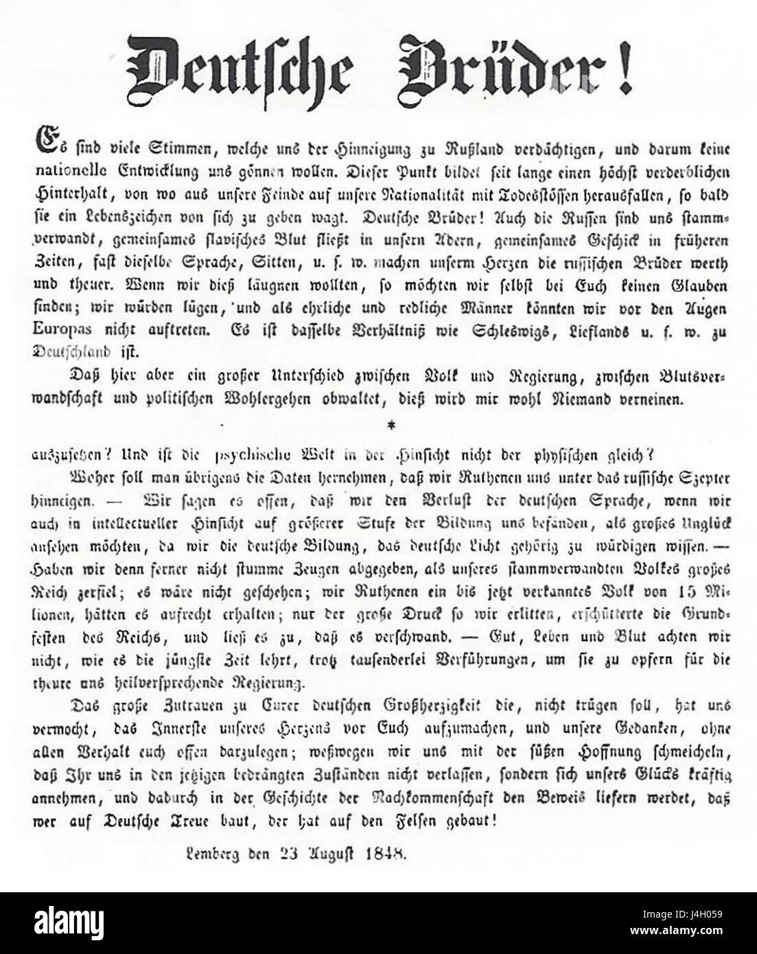 Un riferimento a "Ruthenaufruf", evento storico o pubblicazione del 1848, probabilmente legato alla storia o alla politica europea. Foto Stock