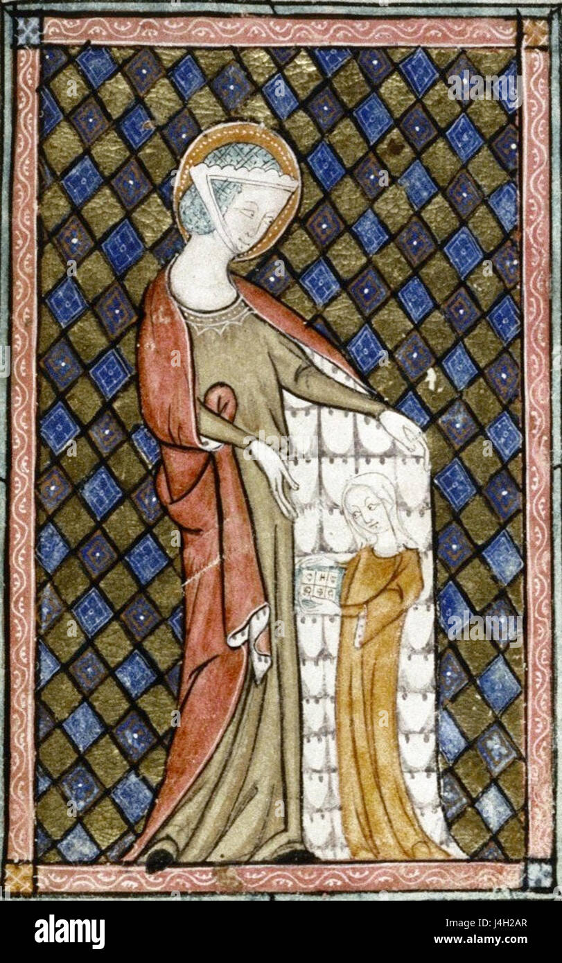 Sant'Anna con un manto foderato con scoiattolo (inglese, c. 1300) Foto Stock