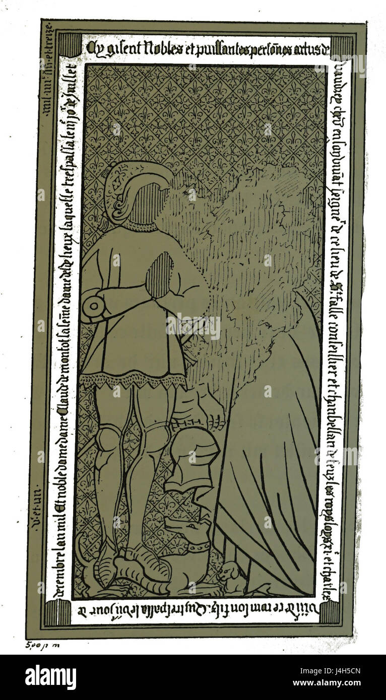 Questo pezzo, 'San Phal Artus de Vudrey' di Claude Montot, presenta un'opera d'arte probabilmente ispirata a temi religiosi o mitologici, caratteristica dello stile artistico di Montot durante il XX secolo. Foto Stock