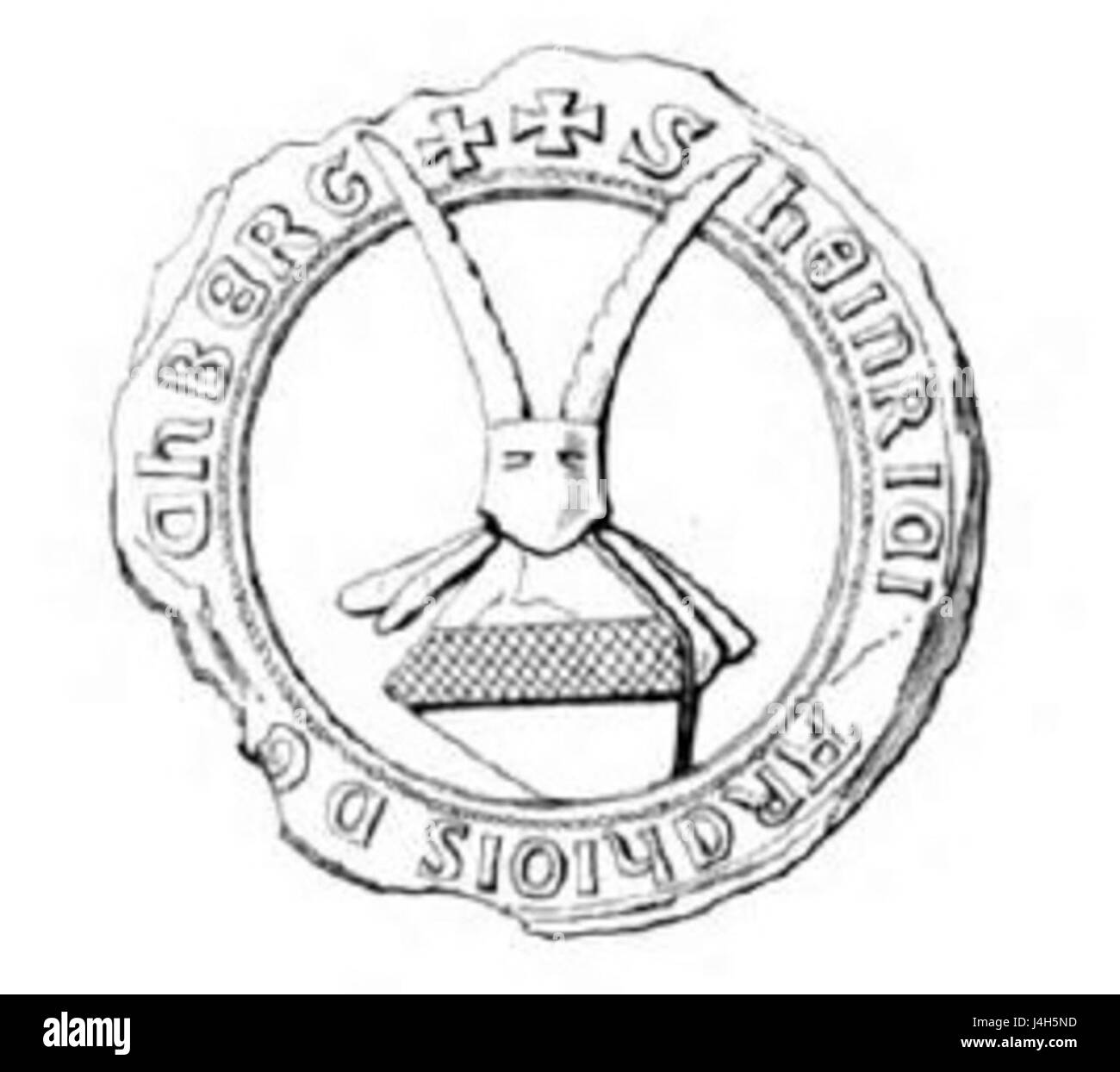 Questo riferimento riguarda un conflitto storico tra Enrico IV e la famiglia Hachberg. L'evento è probabilmente legato alle lotte medievali tra il Sacro Romano Impero e le famiglie nobili locali nel XII secolo. Foto Stock