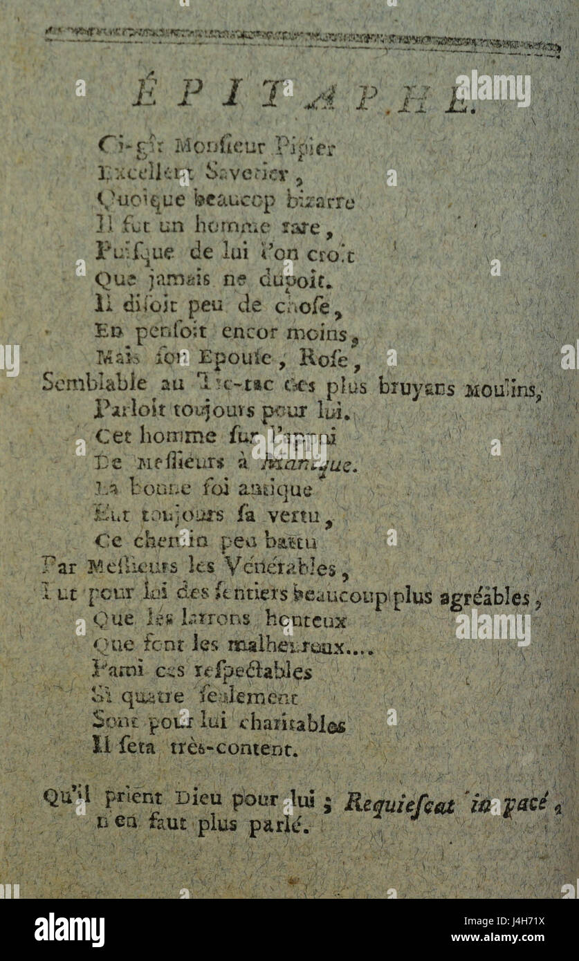 Questo si riferisce probabilmente a un documento o a un testo relativo a un "savetier del Testamento", che potrebbe indicare un documento legale o storico, forse una volontà o un testamento riguardante un commerciante o un individuo. Foto Stock