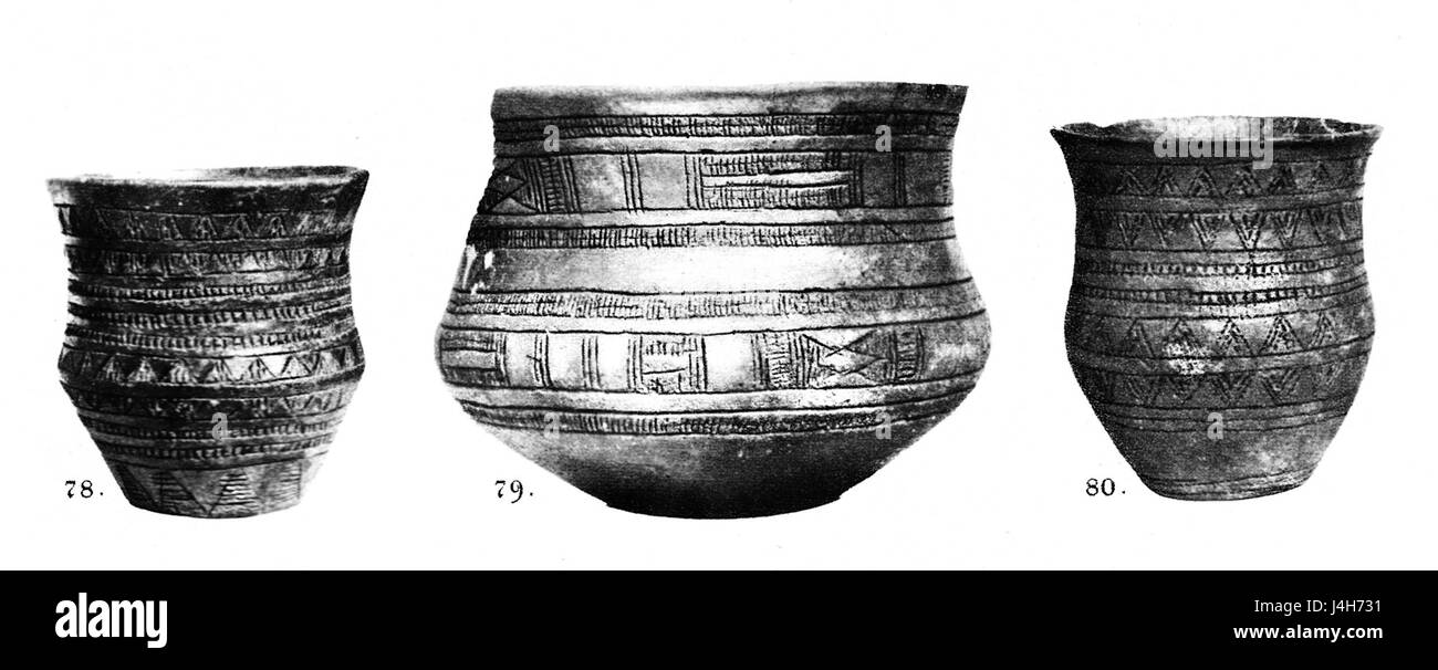 Il termine "Glockenbecher" si riferisce ai becher a forma di campana, un tipo di ceramica o recipiente per bere dell'età del bronzo, in particolare nell'Europa centrale. Schuchhardt si riferisce probabilmente ad un archeologo o ricercatore associato allo studio di questi artefatti. Foto Stock