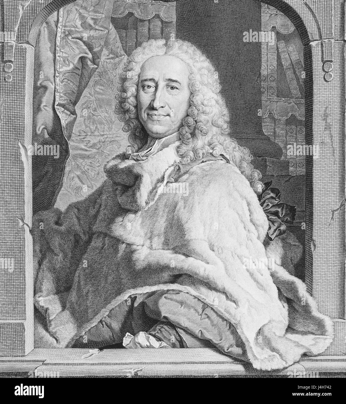 'Silva par Hyacinthe Rigaud' è un'opera d'arte del famoso ritrattista francese Hyacinthe Rigaud. Noto per i suoi ritratti reali, il lavoro di Rigaudâ mette in evidenza sia la sua abilità tecnica che la sua capacità di catturare la personalità dei suoi soggetti. Foto Stock