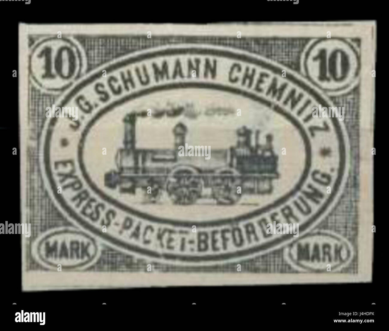 Il 1891 Stamp Chemnitz Express si riferisce a un servizio ferroviario storico a Chemnitz, in Germania, segnando un momento significativo nella storia dei trasporti della regione. Foto Stock