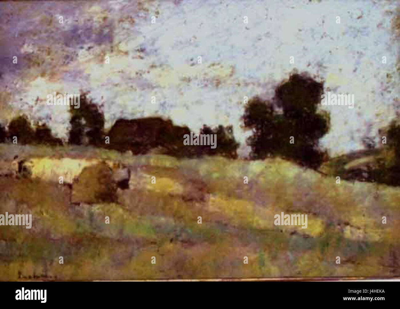 "La marginea satului" è un dipinto dell'artista rumeno Stefan Luchian, che raffigura la vita rurale ai margini di un villaggio. Luchian è noto per i suoi contributi all'arte rumena, catturando scene culturali. Foto Stock