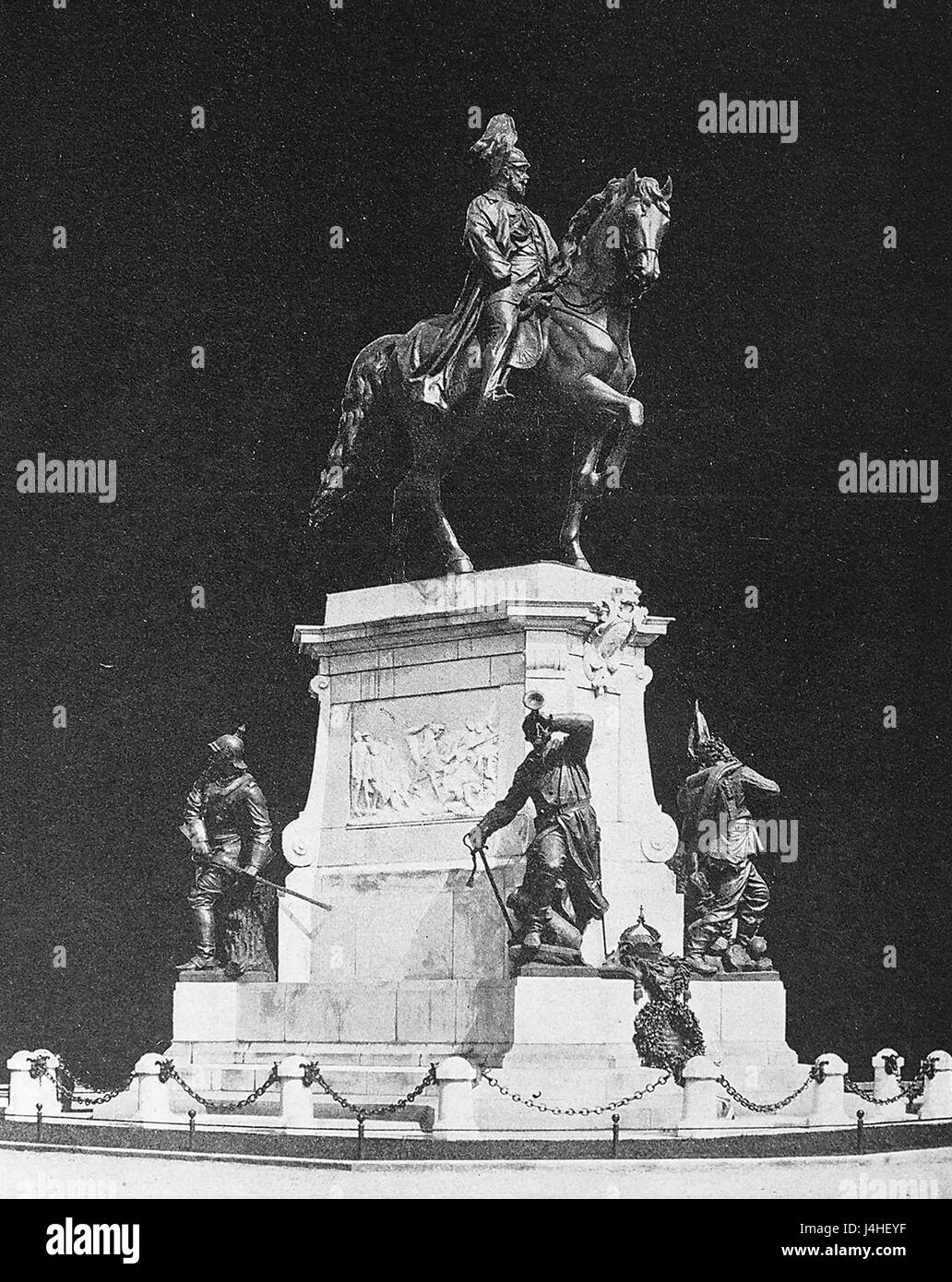 Il Monumento di Stettino del Kaiser Guglielmo i, eretto nel 1894, commemora il regno del emperorâ tedesco. Si tratta di un'iconica struttura storica situata a Stettino (ora Szczecin, Polonia), che rappresenta l'era imperiale. Foto Stock