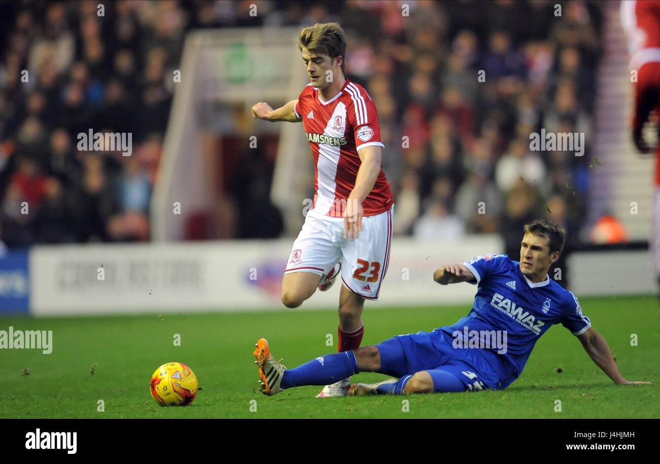 PATRICK Bamford & ROBERT TESCH MIDDLESBROUGH FC V NOTTINGHAM RIVERSIDE STADIUM MIDDLESBROUGH INGHILTERRA 26 Dicembre 2014 Foto Stock