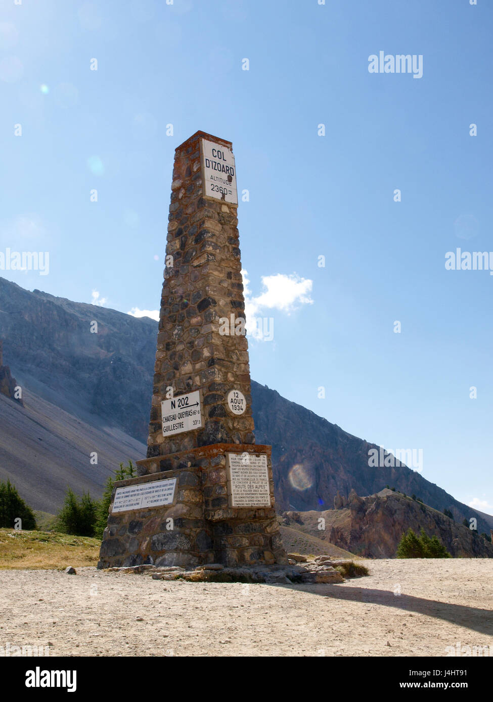 Col d'Izoard, Francia: pass road e sulle montagne circostanti Foto Stock