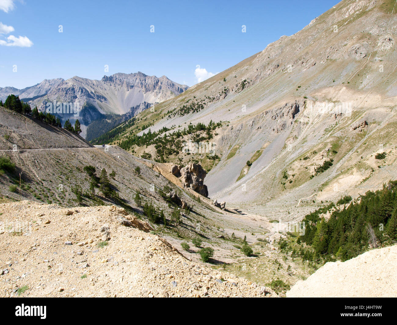 Col d'Izoard, Francia: pass road e sulle montagne circostanti Foto Stock