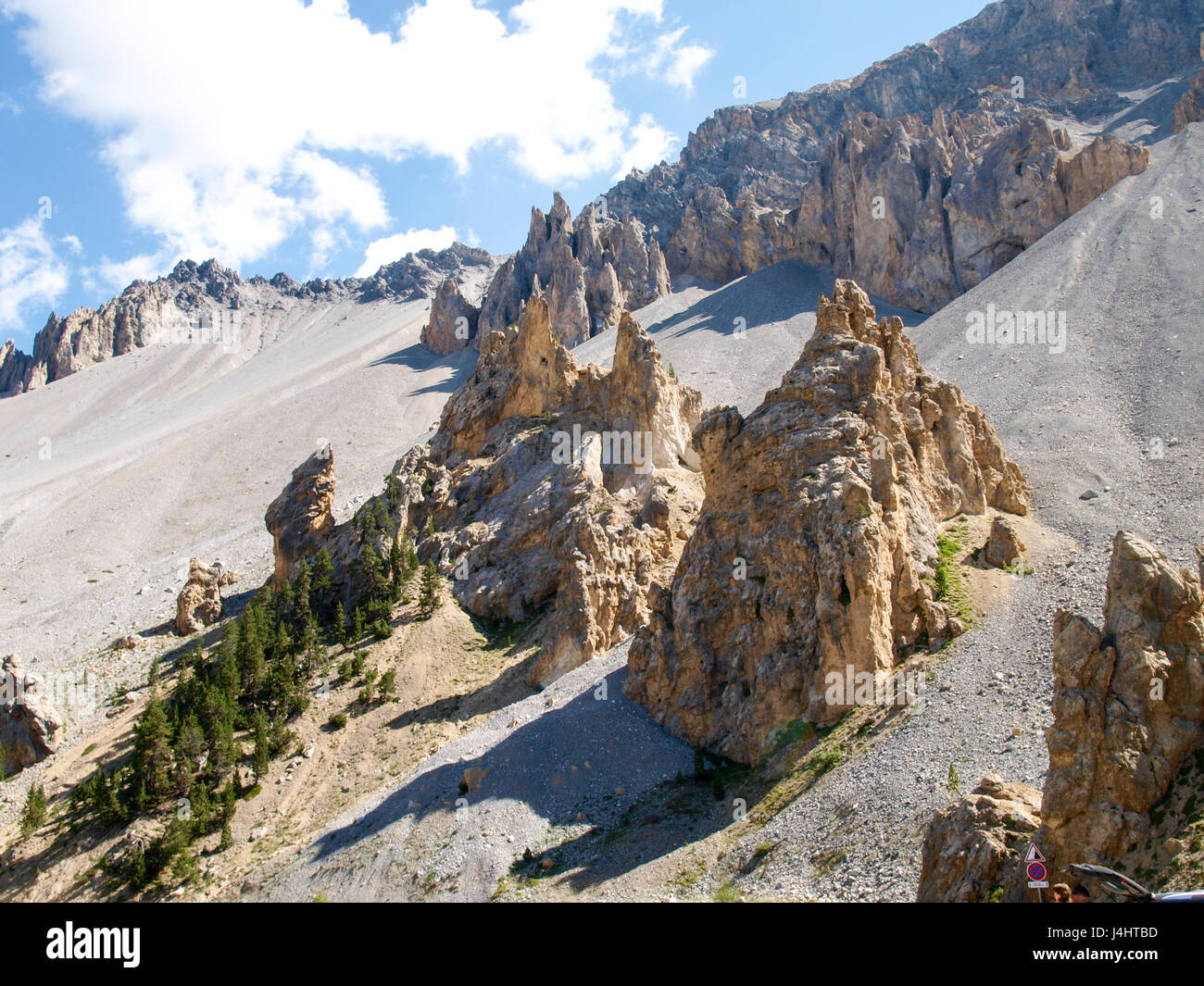 Col d'Izoard, Francia: pass road e sulle montagne circostanti Foto Stock