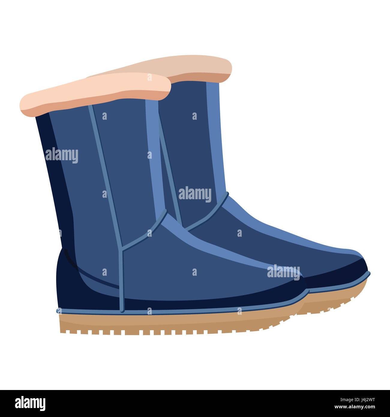 Coppia di blu scarpe invernali icona, stile cartoon Illustrazione Vettoriale