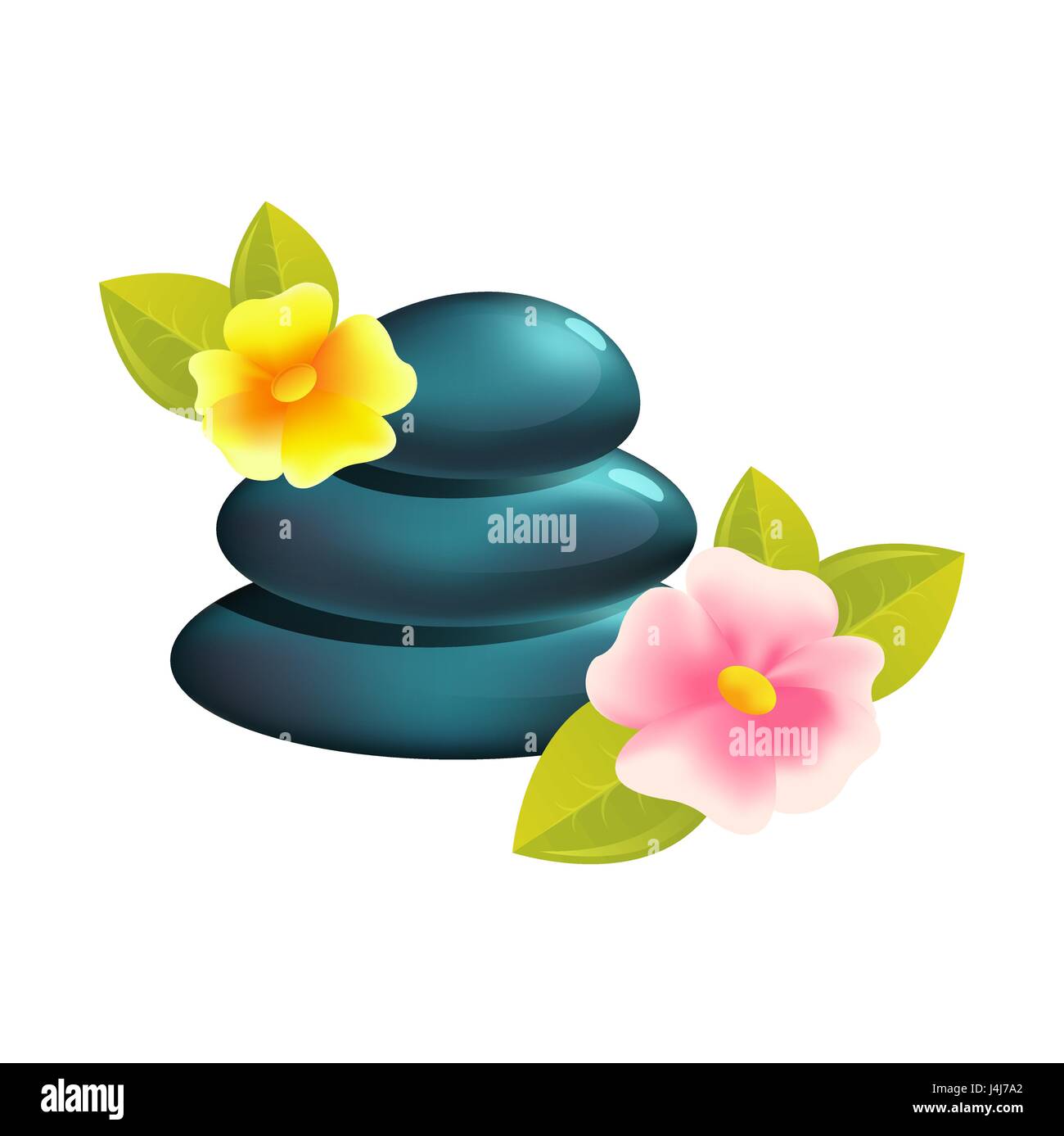 Spa pietre per terapia medica, bellezza e salute, massaggio e procedure di relax, nero heap. isolato su sfondo bianco Illustrazione Vettoriale