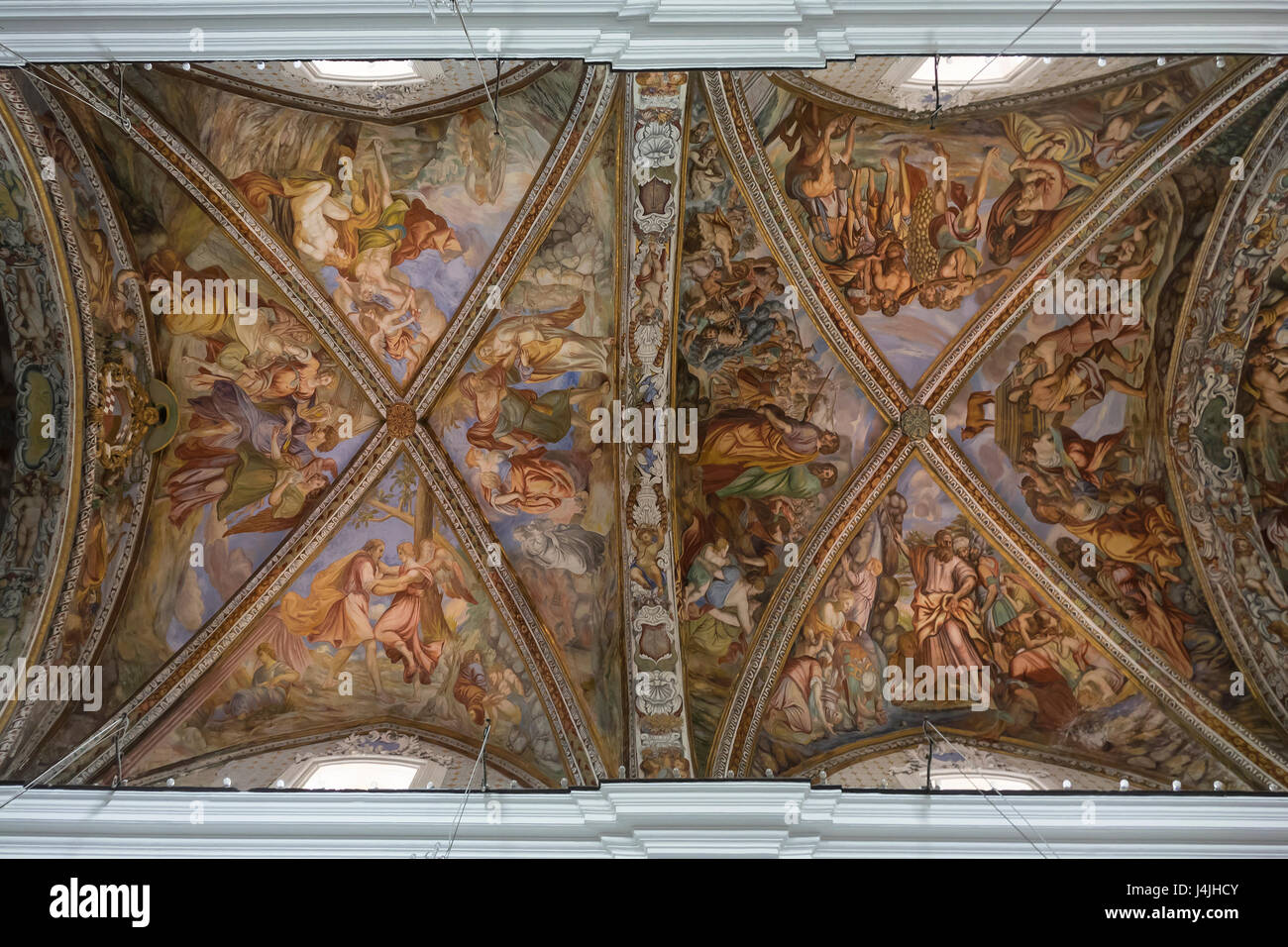 L'Italia, Isole Eolie o Lipari, cattedrale soffitto Foto Stock