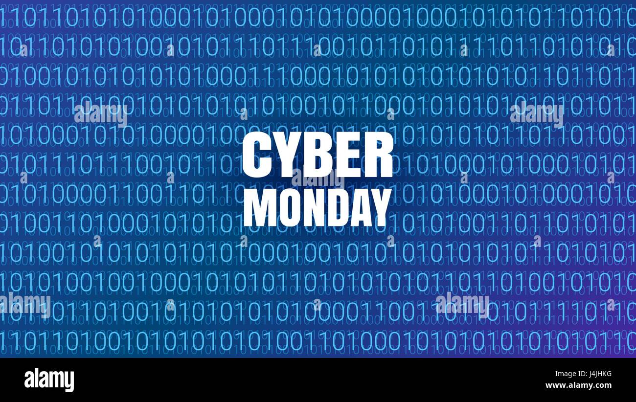 Cyber lunedì tecnologia astratto dello sfondo. Calcolatore binario Cod Illustrazione Vettoriale