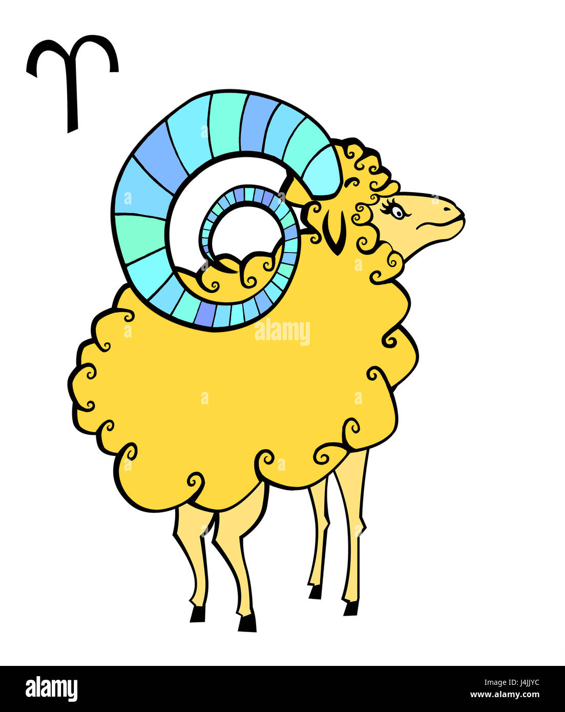 Illustrazione, Stern di carattere, Ariete il segno dello zodiaco, eclittica segno dello zodiaco, astrologia, personaggio animale, esoterismo, fede, segno dello zodiaco, oroscopo Foto Stock