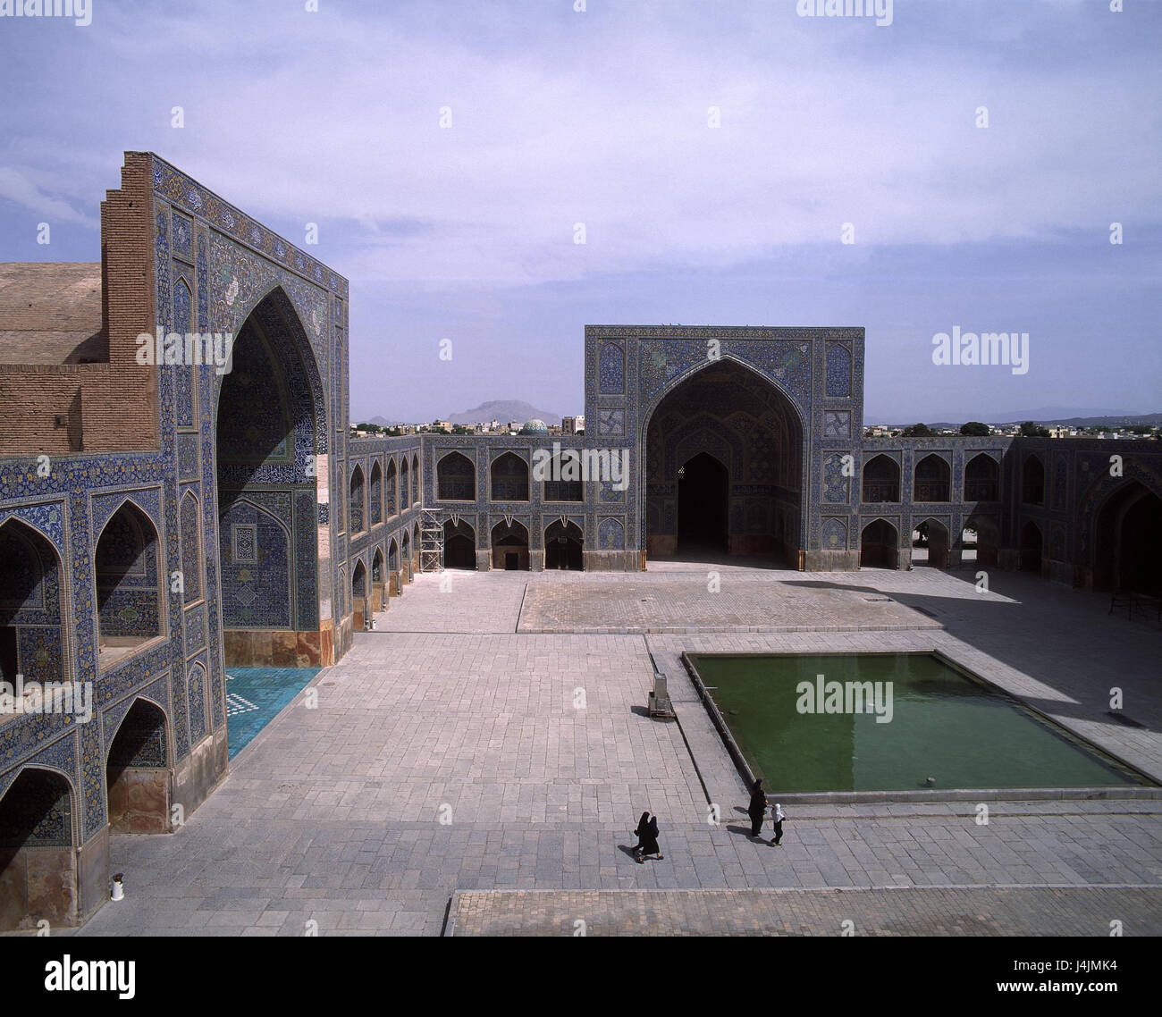 Iran, Isfahan, imam moschea del cortile interno esterno, moschea imam, Jami Abbasi, chiesa, islamica, luogo di adorazione, fede e religione Foto Stock