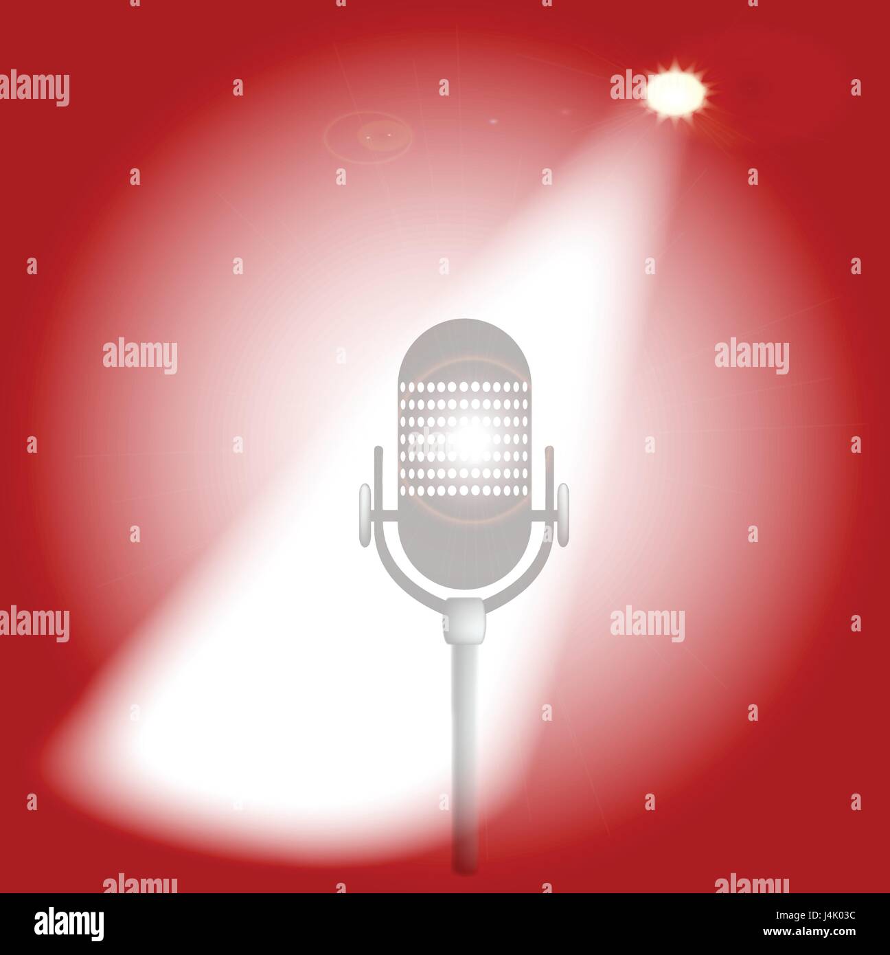 Un microfono pronto sul palco per i giocatori Illustrazione Vettoriale