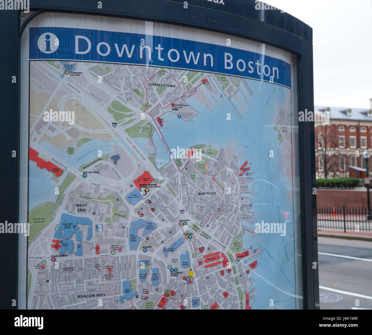 Mappa del centro di Boston - Boston , Massachusetts Foto Stock