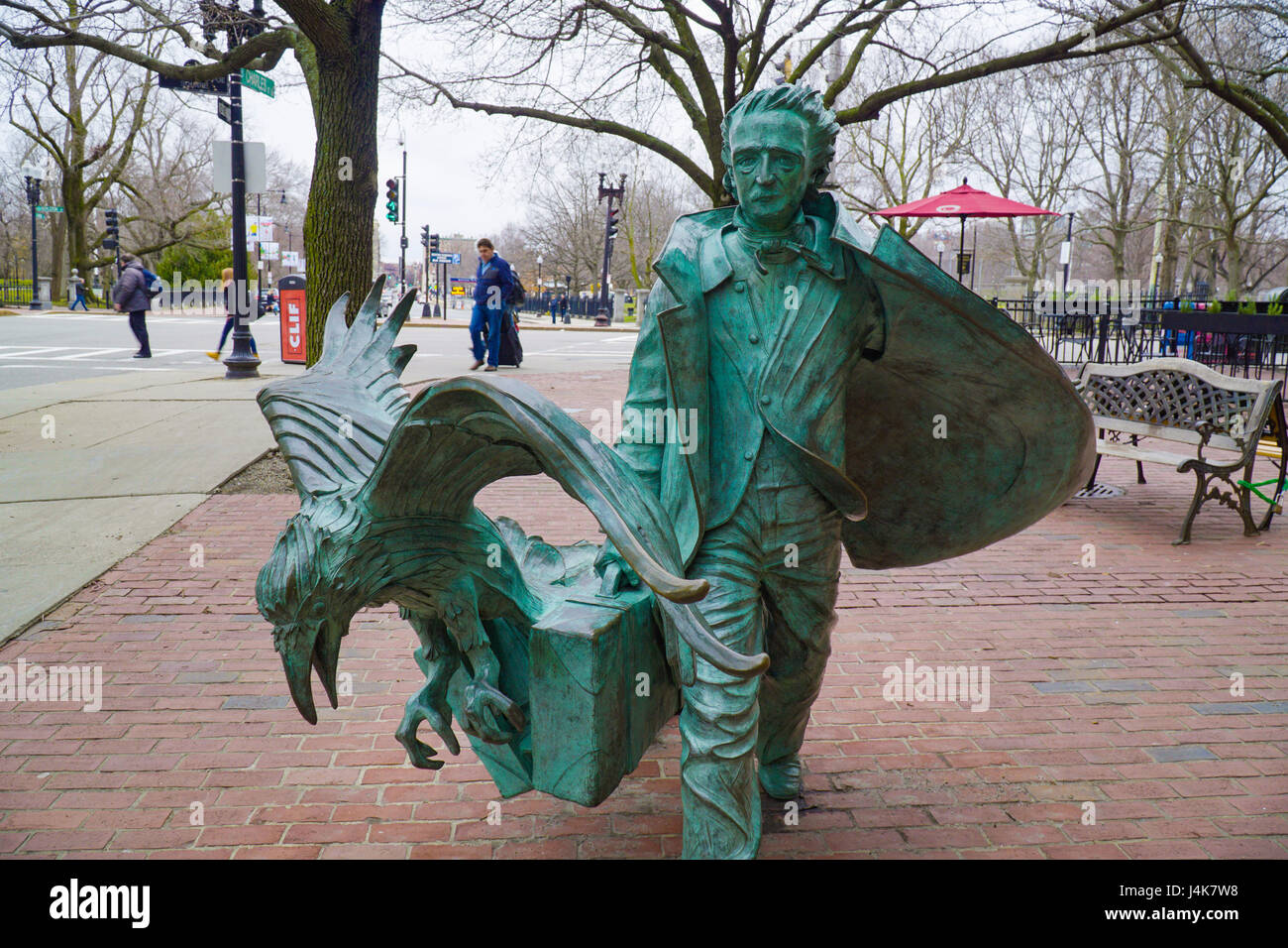 Famoso mistero autore Edgar Allan Poe in Boston - statua in rame - Boston , Massachusetts Foto Stock