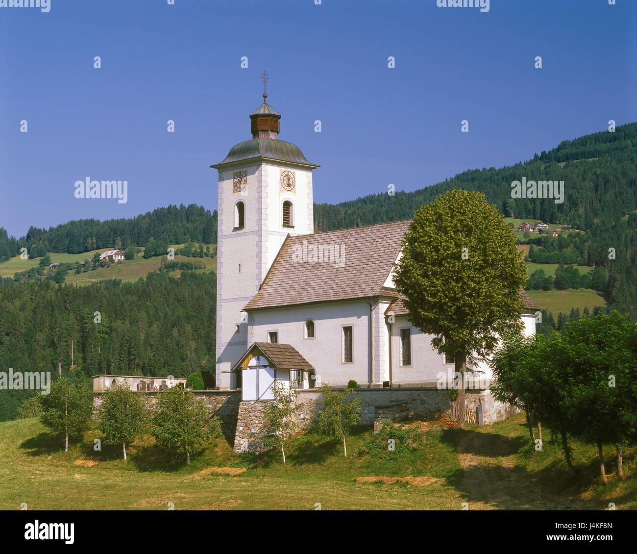 L'Austria, in Carinzia Arriach, chiesa Europa, centro geografico della Carinzia, nella parrocchia, nella parrocchia di mercato, luogo di interesse Chiesa, costruzione sacra, la chiesa di San Filippo e pezzo Jakob, struttura, architettura e presenta uno stile architettonico in stile tardo-gotico Foto Stock