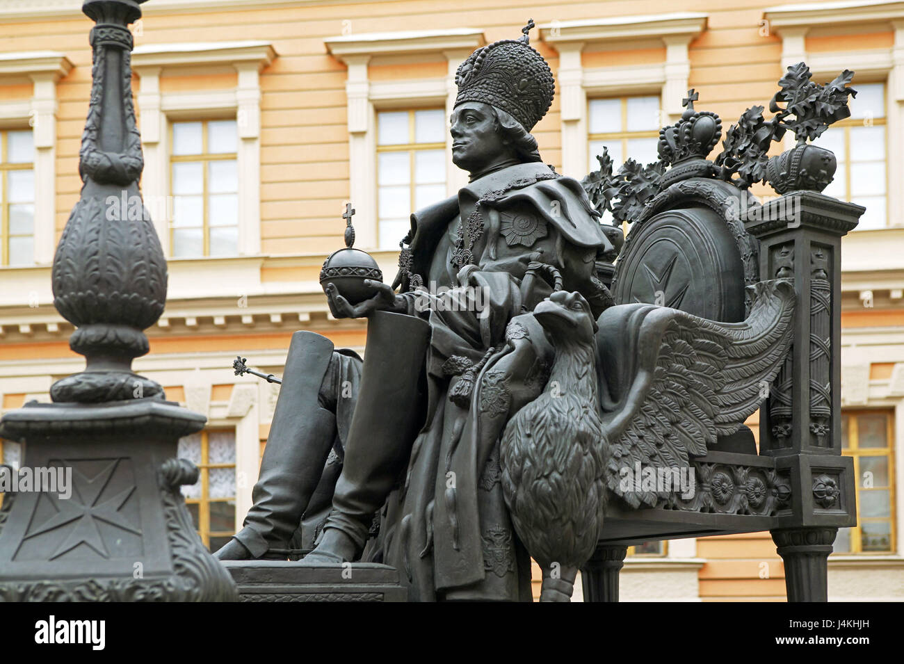 La Russia, San Pietroburgo, monumento lo Zar Paolo I, Michael nel blocco, dettaglio, città, statua in bronzo, il monumento in bronzo, statua in bronzo, Corte di blocco, blocco Inschenernij, cortile interno, luogo di interesse Foto Stock