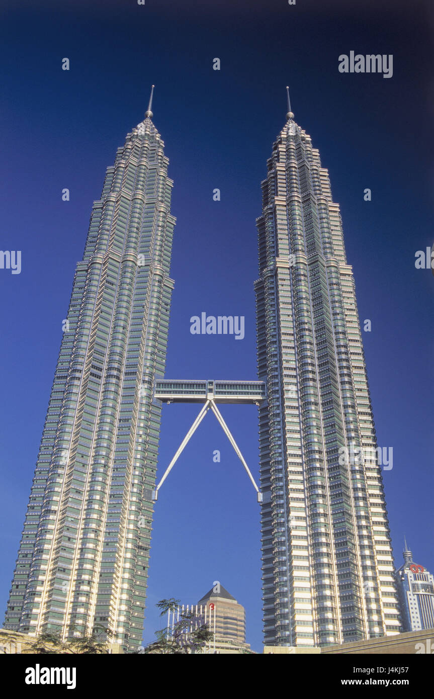 Malaysia, Kuala Lumpur, Petrona di Torre Asia, Sud-est asiatico, Bahasa Malaysia, città capitale, città, immobile, skyline, alta sorge, grattacieli, gemello del Tower, centro città, il più alto edificio del mondo, 451.9 m alta, si accumula nel 1992 - nel 1998, l'architettura, la struttura, la costruzione di uffici, un punto di riferimento, luogo di interesse Foto Stock