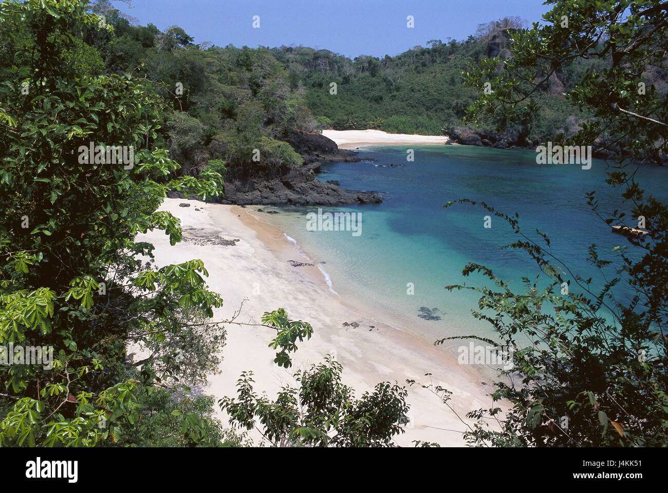 Panama, perla isole, Isla San Jose, bagno bay America Centrale, perla isole Arcipelago di perla, isola, costa, bay, legno, spiaggia sabbiosa, rock, la natura, il riposo, il silenzio, la solitudine, la destinazione, il turismo Foto Stock
