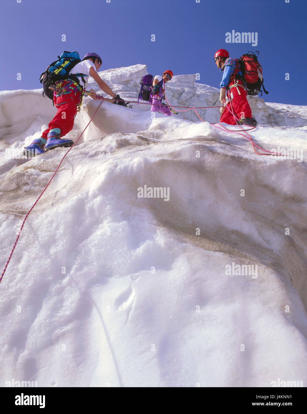 Austria, Tirolo, Kaunertal, lago bianco spike north face, alpinista, neve, ghiaccio, promozione Europa, alpi, montagna, montagne delle Alpi Ötztaler, lago bianco punto, area del ghiacciaio, ghiacciaio, tour ghiacciaio vertice, gamma, uomini, alpinismo, gelato gita escursione di montagna, angeseilt, corda corda di montagna, sicurezza, backup salvato, attrezzature, arrampicata ferro, zaini, tour, ceppo, perseveranza, condizione, tempo libero, motion, attività Foto Stock