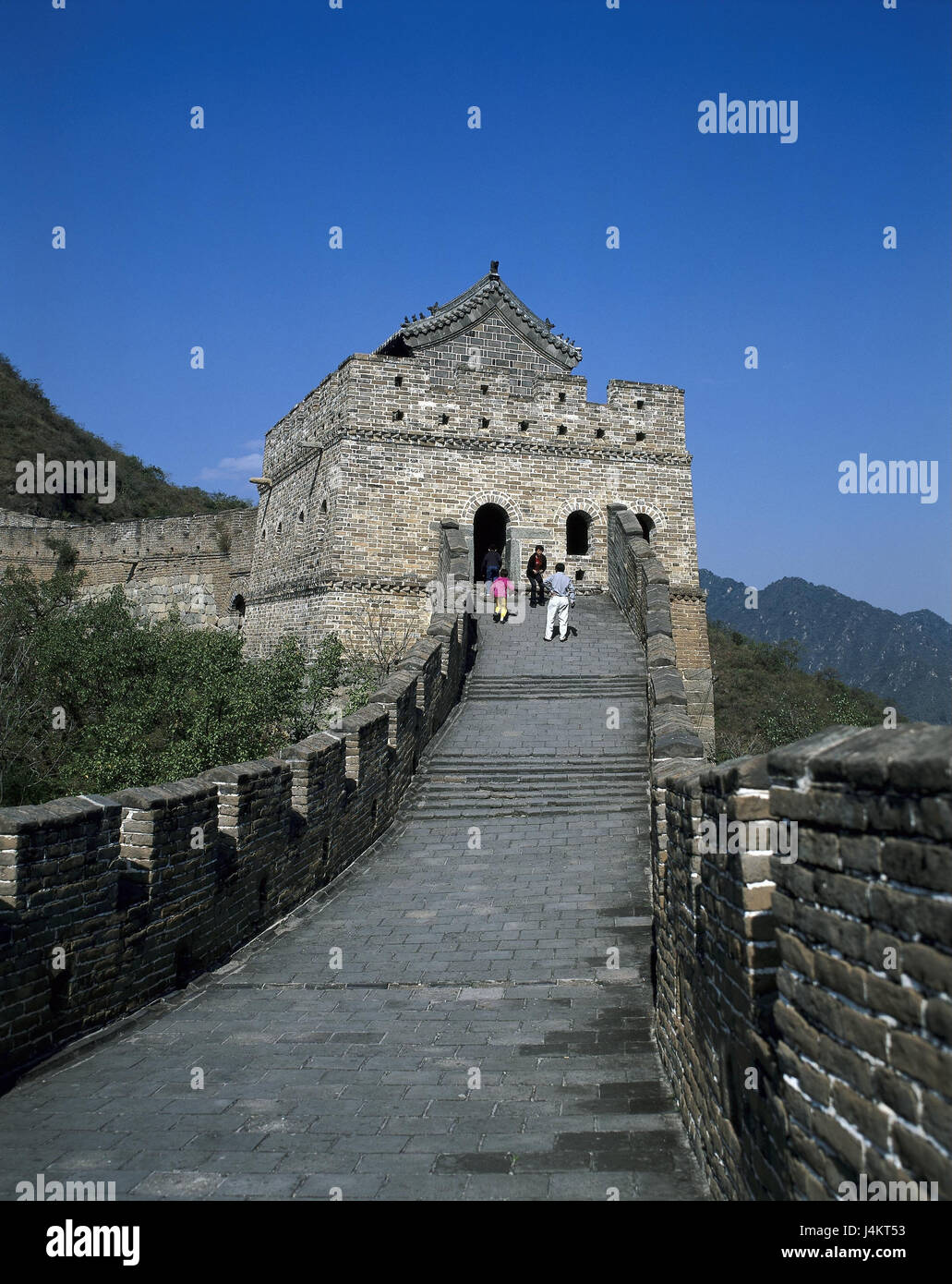 Cina, Pechino, la Grande Muraglia della Cina, Pechino turistica, Changcheng, 'grande muraglia difensiva", grande muraglia difensiva, grande argine, dinastia Ming, 15. Cento., cultura, struttura, dettaglio, Mutianyu, UNESCO-patrimonio culturale mondiale, landmark, luogo di interesse, visitatore, turismo Foto Stock