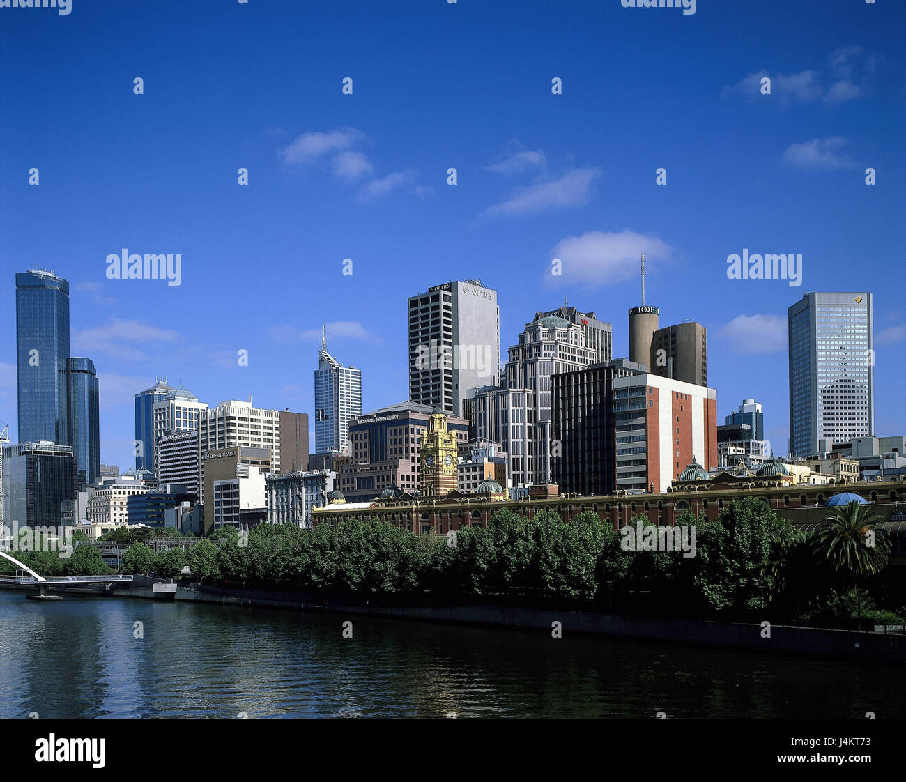 Australia, Victoria, Melbourne, vista sulla città, sul Fiume Yarra Sud-est Australia, città, vista, townscape, grattacielo, alta sorge, Fiume Jarra, flussante Foto Stock