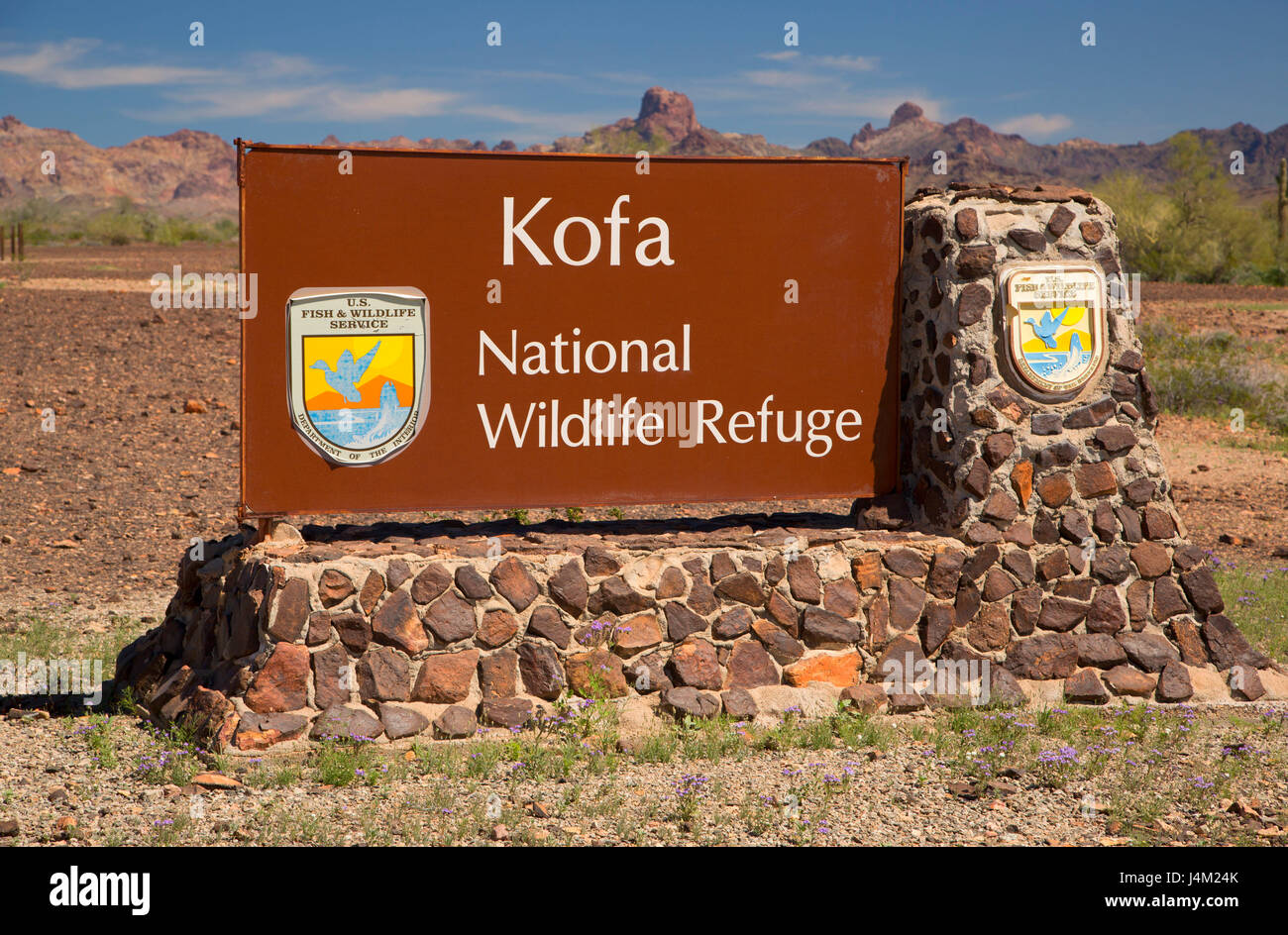 Ingresso segno, Kofa National Wildlife Refuge, Arizona Foto Stock